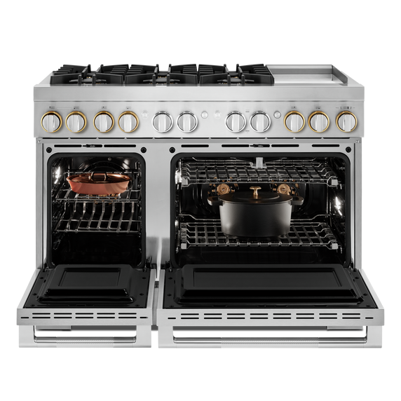 Jennair® RISE™ 48 Dual-Fuel Professional-Style Range with Chrome-Infused Griddle and Steam Assist JDSP548HL