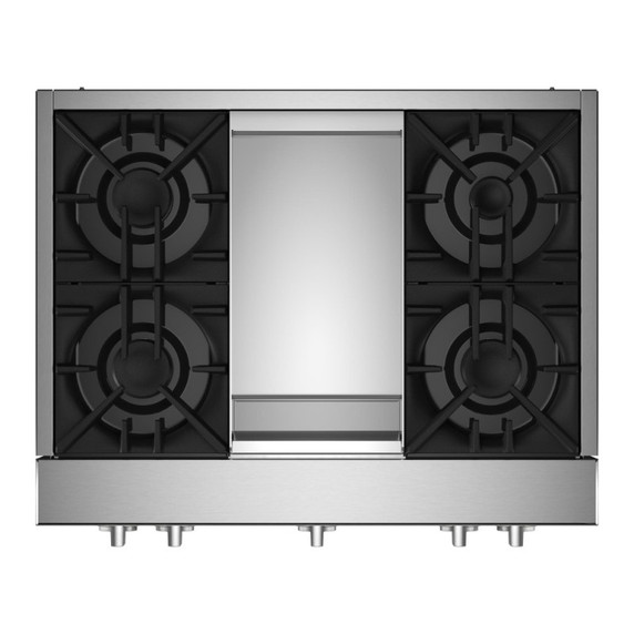 Jennair® 36" RISE™ Gas Professional-Style Rangetop with Chrome-Infused Griddle JGCP536HL