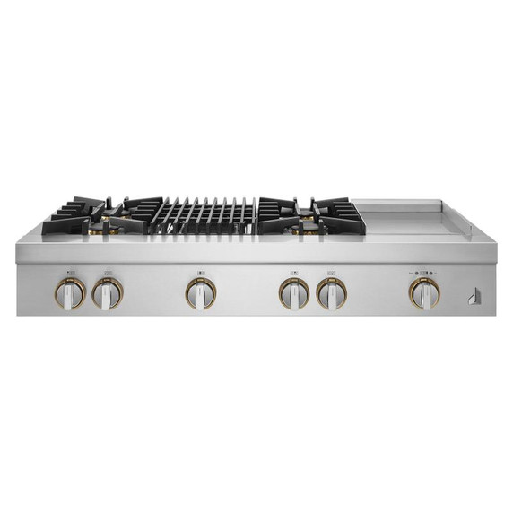 Jennair® 48" RISE™ Gas Professional-Style Rangetop with Chrome-Infused Griddle and Gas Grill JGCP748HL
