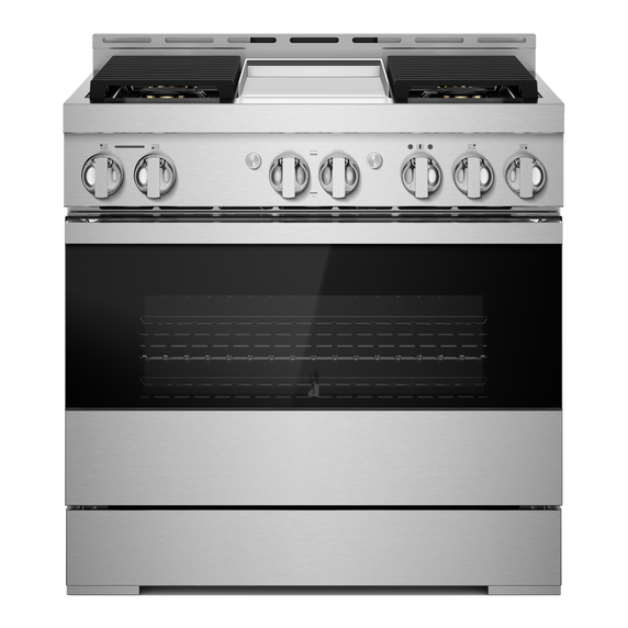 Jennair® 36 NOIR™ Gas Professional-Style Range with Chrome-Infused Griddle JGRP536HM