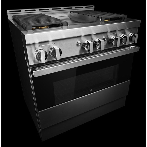 Jennair® 36" NOIR™ Gas Professional-Style Range with Chrome-Infused Griddle JGRP536HM