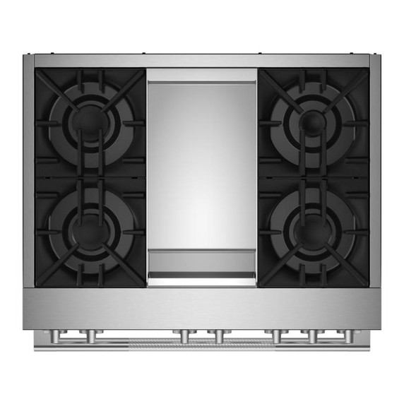 Jennair® 36" RISE™ Dual-Fuel Professional-Style Range with Chrome-Infused Griddle and Steam Assist JDSP536HL