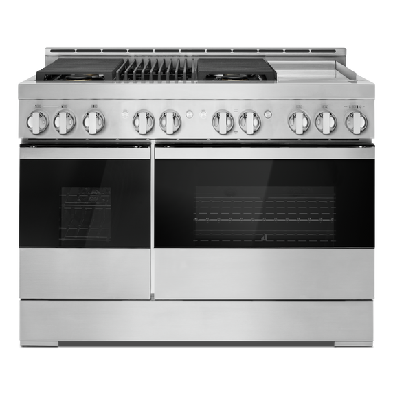 Jennair® NOIR™ 48 Gas Professional-Style Range with Chrome-Infused Griddle and Grill JGRP748HM