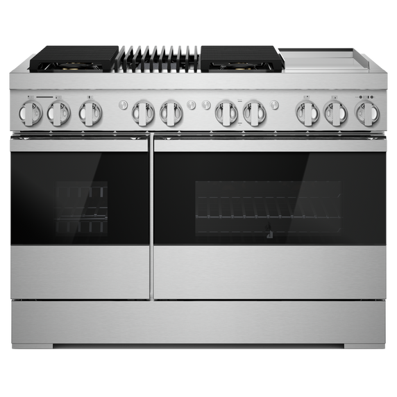 Jennair® NOIR™ 48 Dual-Fuel Professional-Style Range with Chrome-Infused Griddle and Grill JDRP748HM