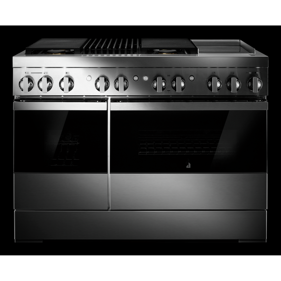 Jennair® NOIR™ 48 Dual-Fuel Professional-Style Range with Chrome-Infused Griddle and Grill JDRP748HM