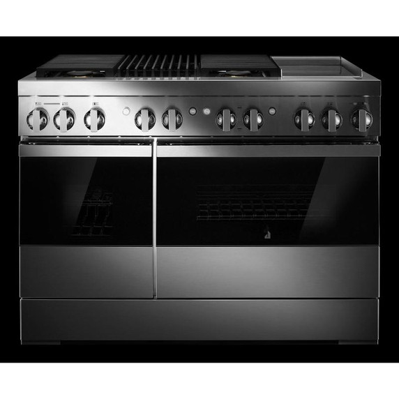 Jennair® NOIR™ 48" Dual-Fuel Professional Range with Chrome-Infused Griddle and Gas Grill JDRP748HM Jennair® NOIR™ 48" Dual-Fuel Professional Range with Chrome-Infused Griddle and Gas Grill JDRP748HM