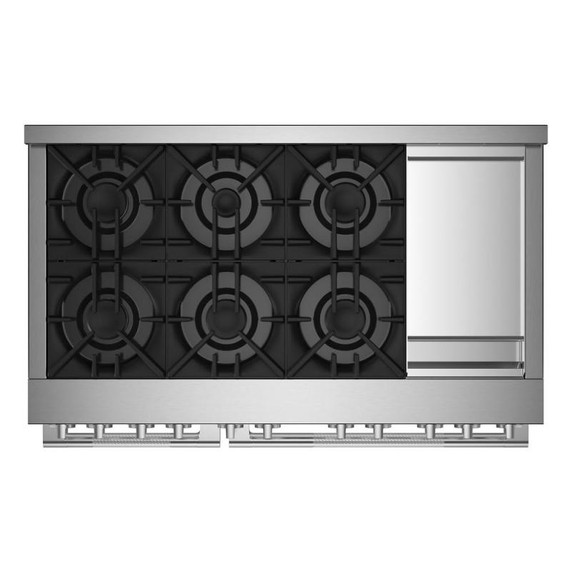 Jennair® 48" RISE™ Gas Professional-Style Range with Chrome-Infused Griddle JGRP548HL