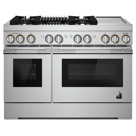 Jennair® RISE™ 48 Dual-Fuel Professional-Style Range with Chrome-Infused Griddle and Grill JDRP748HL