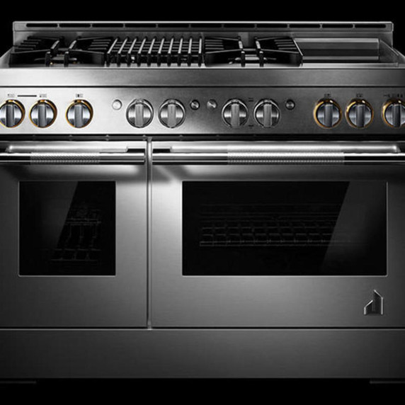 Jennair® 48" RISE™ Gas Professional-Style Range with Chrome-Infused Griddle and Infrared Grill JGRP748HL