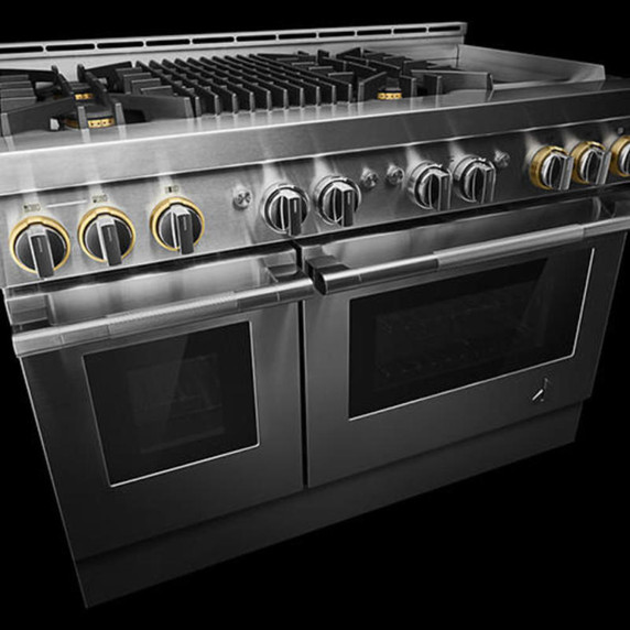 Jennair® 48" RISE™ Gas Professional-Style Range with Chrome-Infused Griddle and Infrared Grill JGRP748HL