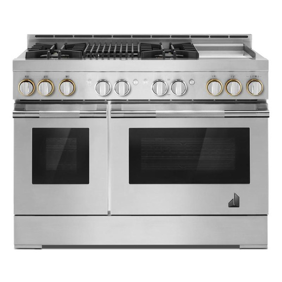 Jennair® 48" RISE™ Gas Professional-Style Range with Chrome-Infused Griddle and Infrared Grill JGRP748HL