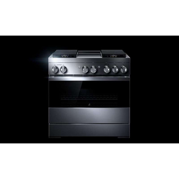 Jennair® 36" NOIR™ Dual-Fuel Professional-Style Range with Chrome-Infused Griddle and Steam Assist JDSP536HM