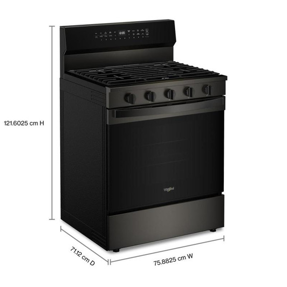 Whirlpool® 30-inch Smart Gas Range with True Convection, Steam/Self Cleaning, Rapid Preheat 5.3 CuFt Capacity WFGS7530RV