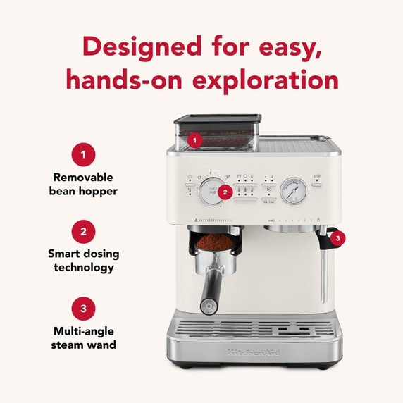 Kitchenaid® Semi Automatic Espresso Machine with Burr Grinder KES6551PL