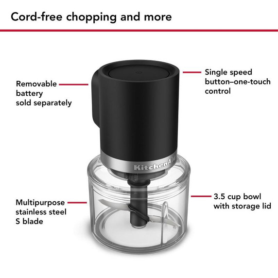 KitchenAid Go™ Cordless Top Down Chopper - battery sold separately KTCR350BM