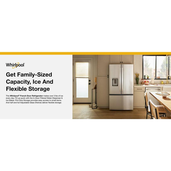 Whirlpool® 36-Inch French Door Refrigerator with In-Door Water and Ice Maker - 30 cu. ft. WRFF3536SZ Whirlpool® 36-Inch French Door Refrigerator with In-Door Water and Ice Maker - 30 cu. ft. WRFF3536SZ