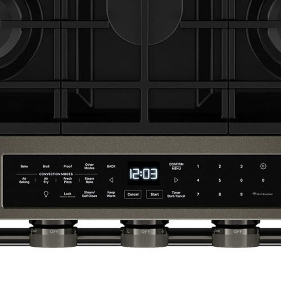 Kitchenaid® 5.0 Cu. Ft. Smart Slide-in Gas Range with Convection Cooking Modes and 2-in-1 Burner KSGS530SBE