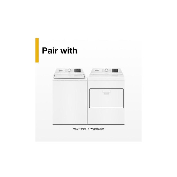 4.8 - 4.9 Cu. Ft. I.E.C. Whirlpool® Top Load Washer with 2-in-1 Removable Agitator. WTW4107SW