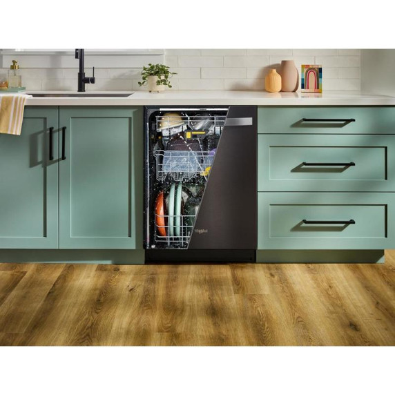 Whirlpool® 24-Inch Dishwasher with Total Coverage Wash Action and Auto Open Air Dry in Fingerprint Resistant Black Stainless WDTS8024SV