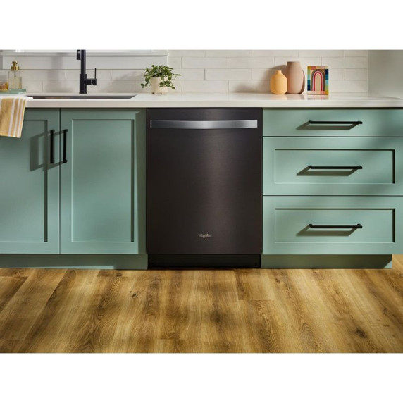Whirlpool® 24-Inch Dishwasher with Total Coverage Wash Action and Auto Open Air Dry in Fingerprint Resistant Black Stainless WDTS8024SV