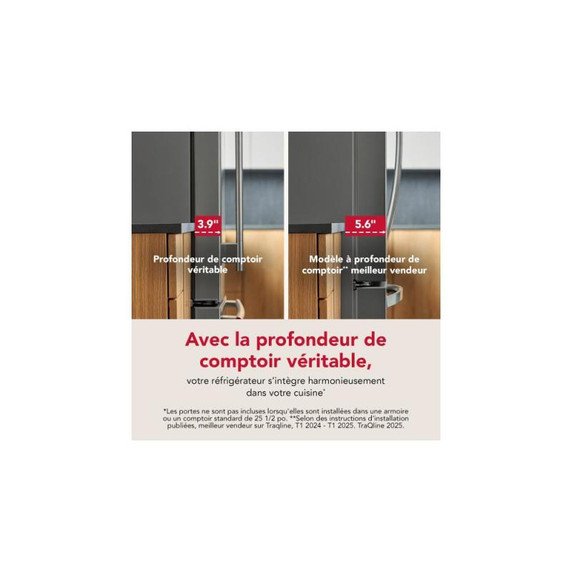 Kitchenaid® 24 cu. ft. 36-Inch Width Counter-Depth French Door Refrigerator with Interior Dispense KRFC236SBE