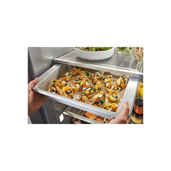 Kitchenaid® 25.1 Cu. Ft. 42" Built-In Side-by-Side Refrigerator features Exterior Water and Ice Dispenser with Measured Fill KBSD742SPS