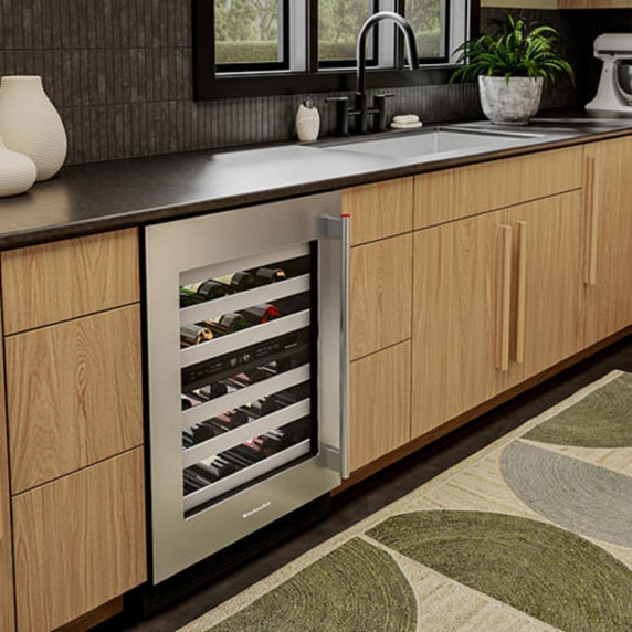 Kitchenaid® 24" Undercounter Wine Cellar with Full-Extension Metal-Front Racks KUWL324SSB