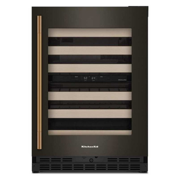 Kitchenaid® 24" Undercounter Wine Cellar with Full-Extension Wood-Front Racks KUWR524SBE