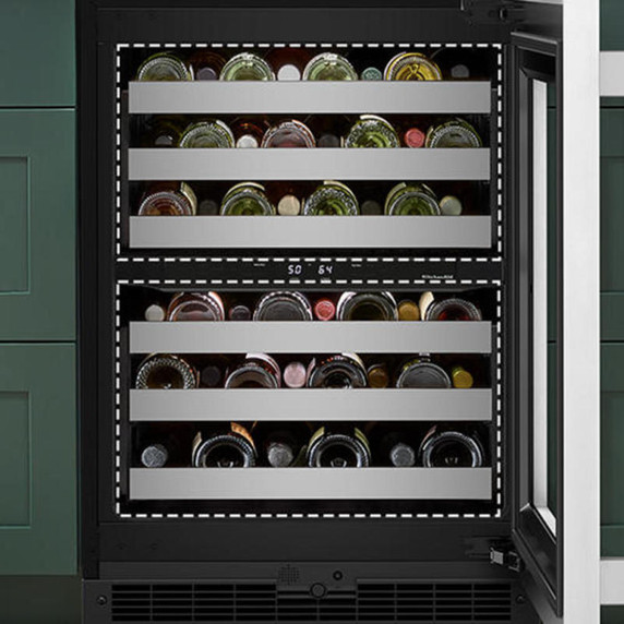 Kitchenaid® 24" Undercounter Wine Cellar with Full-Extension Wood-Front Racks KUWR324SPA