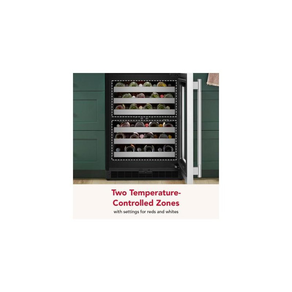 Kitchenaid® 24" Undercounter Wine Cellar with Full-Extension Metal-Front Racks KUWR324SSB