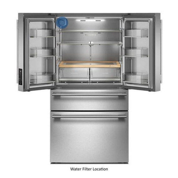 Kitchenaid® 30 cu. ft. French Door Refrigerator with Interior Water and Ice and FreshChill™ Full-Width Refrigerated Drawer KRMF336SPS