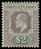 Straits Settlements Scott 103v Gibbons 120a Mint Stamp