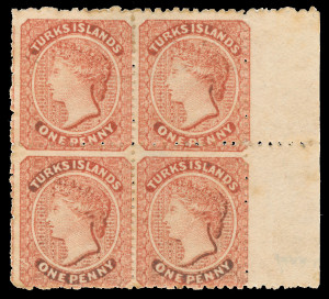 Turks Islands Scott 5 Gibbons 5 Block of Stamp