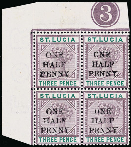 St. Lucia Scott 40 Gibbons 56 Block of Stamp