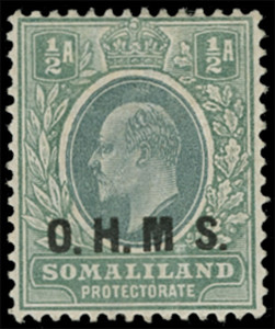 Somaliland Protectorate Scott O11V Gibbons O10a Mint Stamp