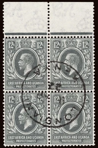 Kenya, Uganda and Tanganyika Scott 5 Gibbons 69 Block of Stamp