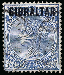 Gibraltar Scott 4V Gibbons 4a Used Stamp Gibraltar Scott 4V Gibbons 4a Used Stamp