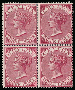 Ceylon Scott 61-62 Gibbons 61-62 Block of Stamps