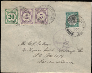 Kenya, Uganda and Tanganyika Scott J1 Gibbons D1-D6 on Cover