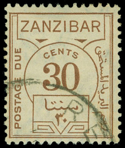 Zanzibar Scott J18-J23 Gibbons D25-D30 Used Set of Stamps