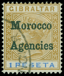 Great Britain Offices in Morocco Scott 11 Gibbons 7f Used Stamp Great Britain Offices in Morocco Scott 11 Gibbons 7f Used Stamp