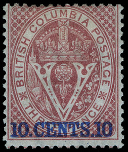 Canada / British Columbia and Vancouver Island Scott 10 Gibbons 30 Mint Stamp