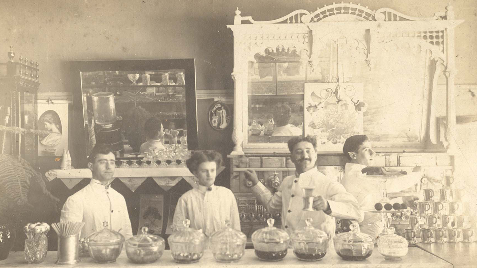 Sol George and Jim at Palace of Sweets Solomon, George and Jim at Seroogy's Palace of Sweets