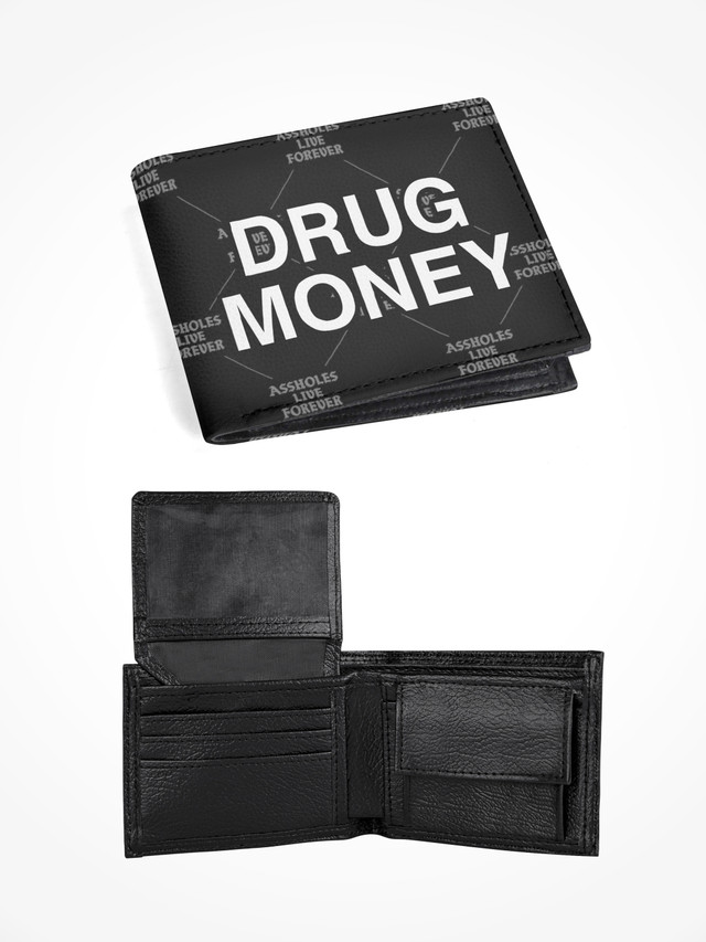 Men's Leather Folded Wallet - DRUG MONEY