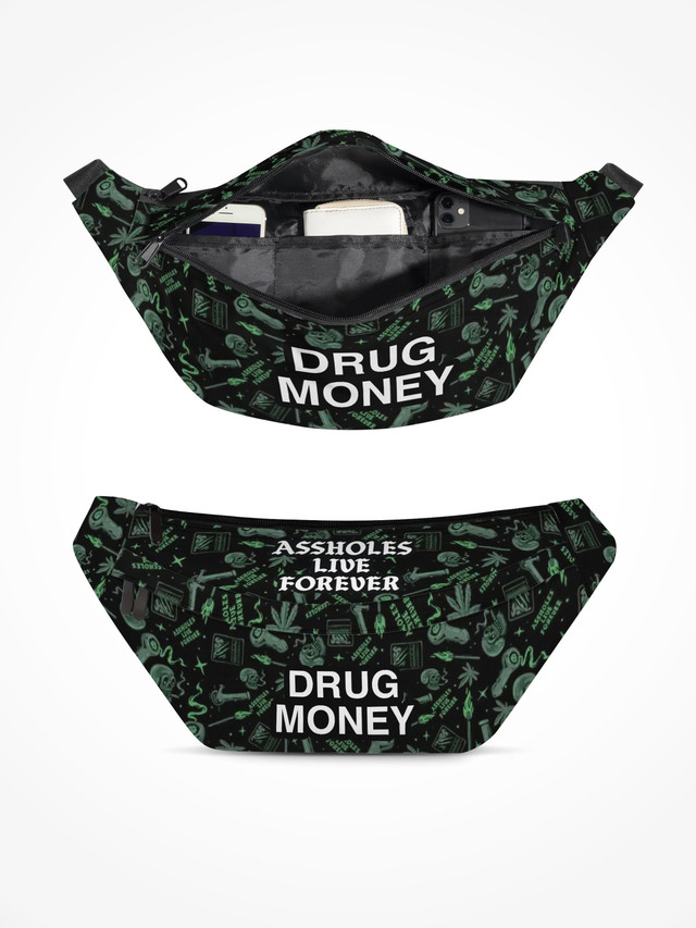 Large Fanny Pack - Stoner Skull Drug Money