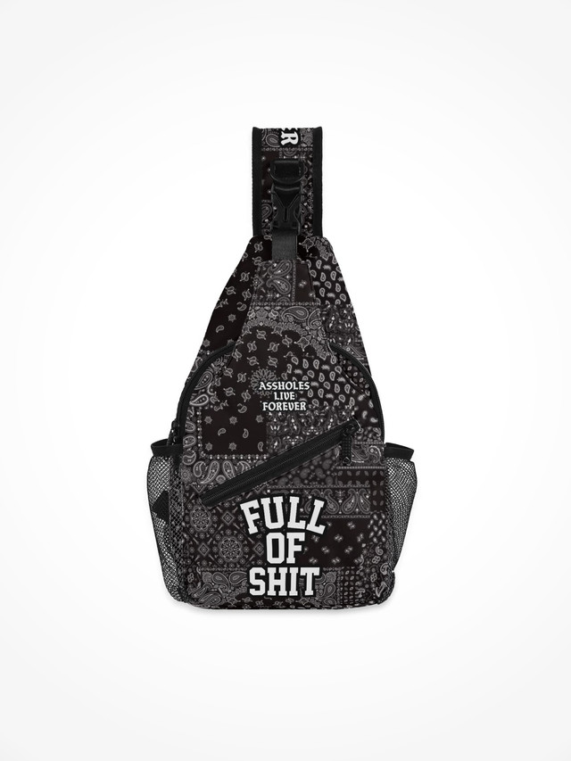 All-Over-Print Chest Crossbody Bag - Full Of Shit Black Bandana