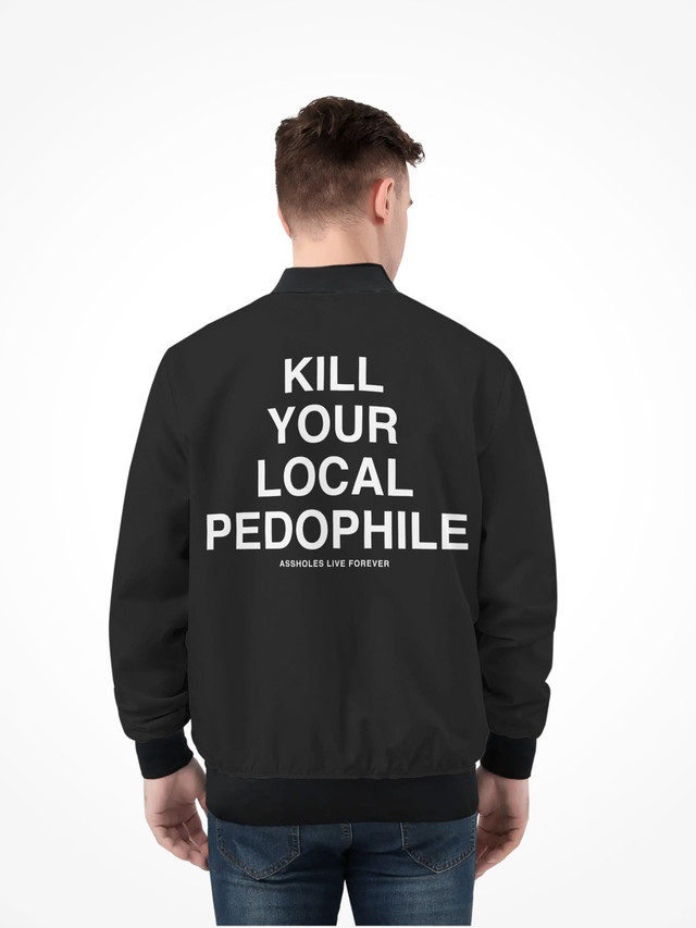 Men's All Over Print Zip Bomber Jacket - Kill Your Local Pedo