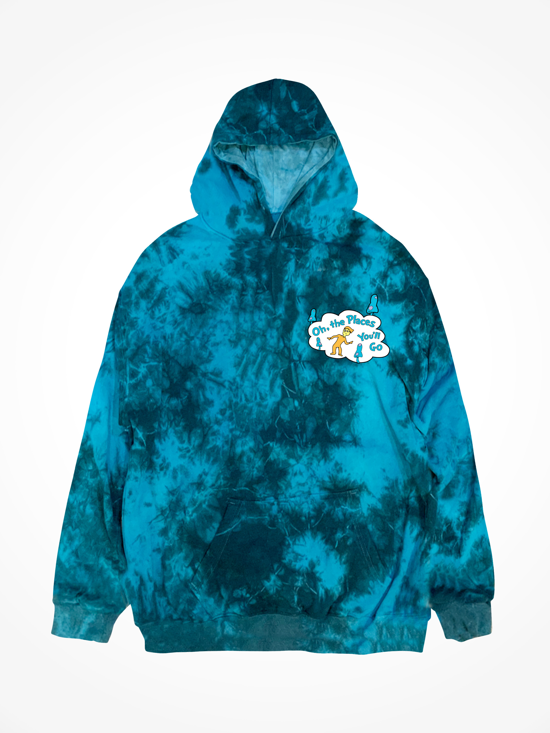 OH THE PLACES YOULL GO • Teal Tie Dye Hoodie - LINDA FINEGOLD