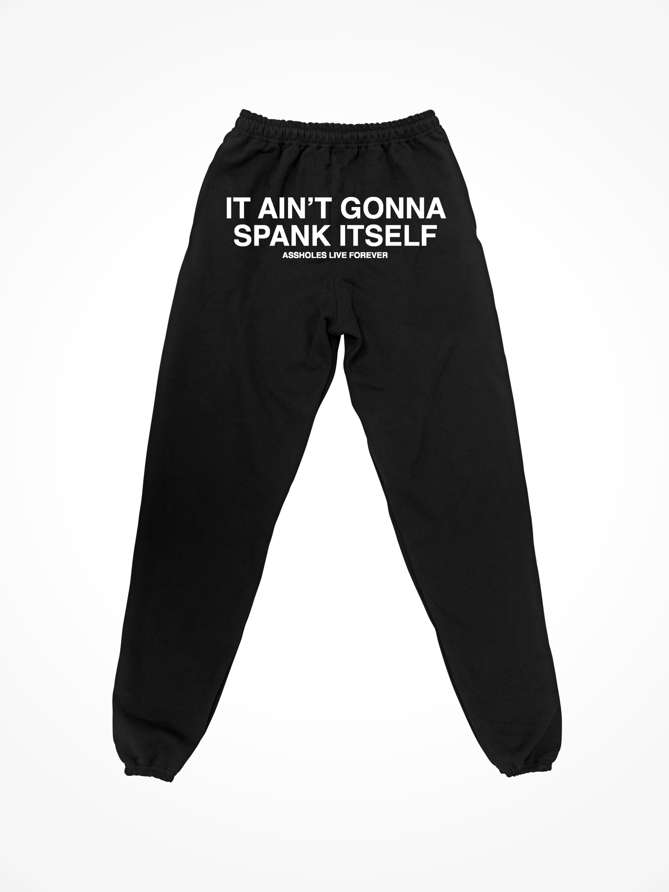 IT AINT GONNA ITSELF Black Sweatpants LINDA FINEGOLD