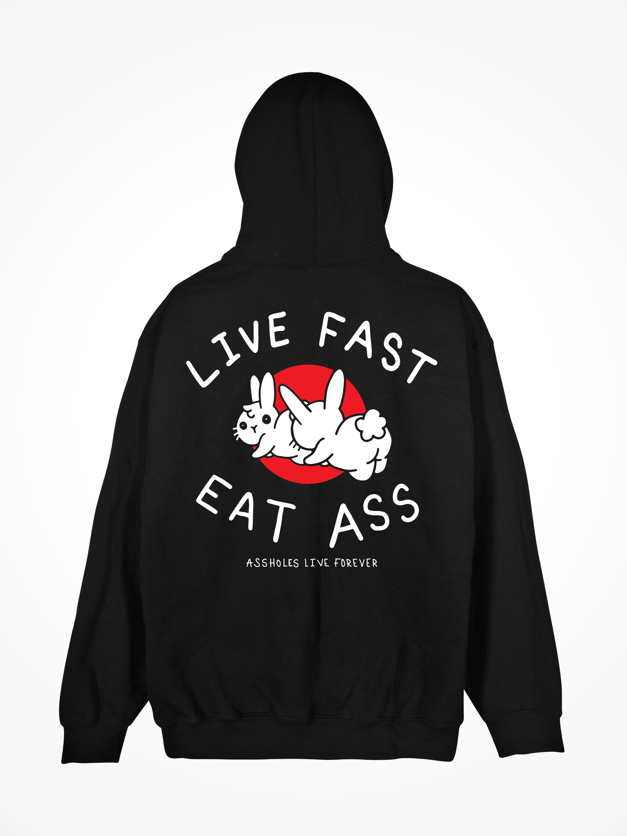 Live Fast Eat Ass Black Hoodie Linda Finegold